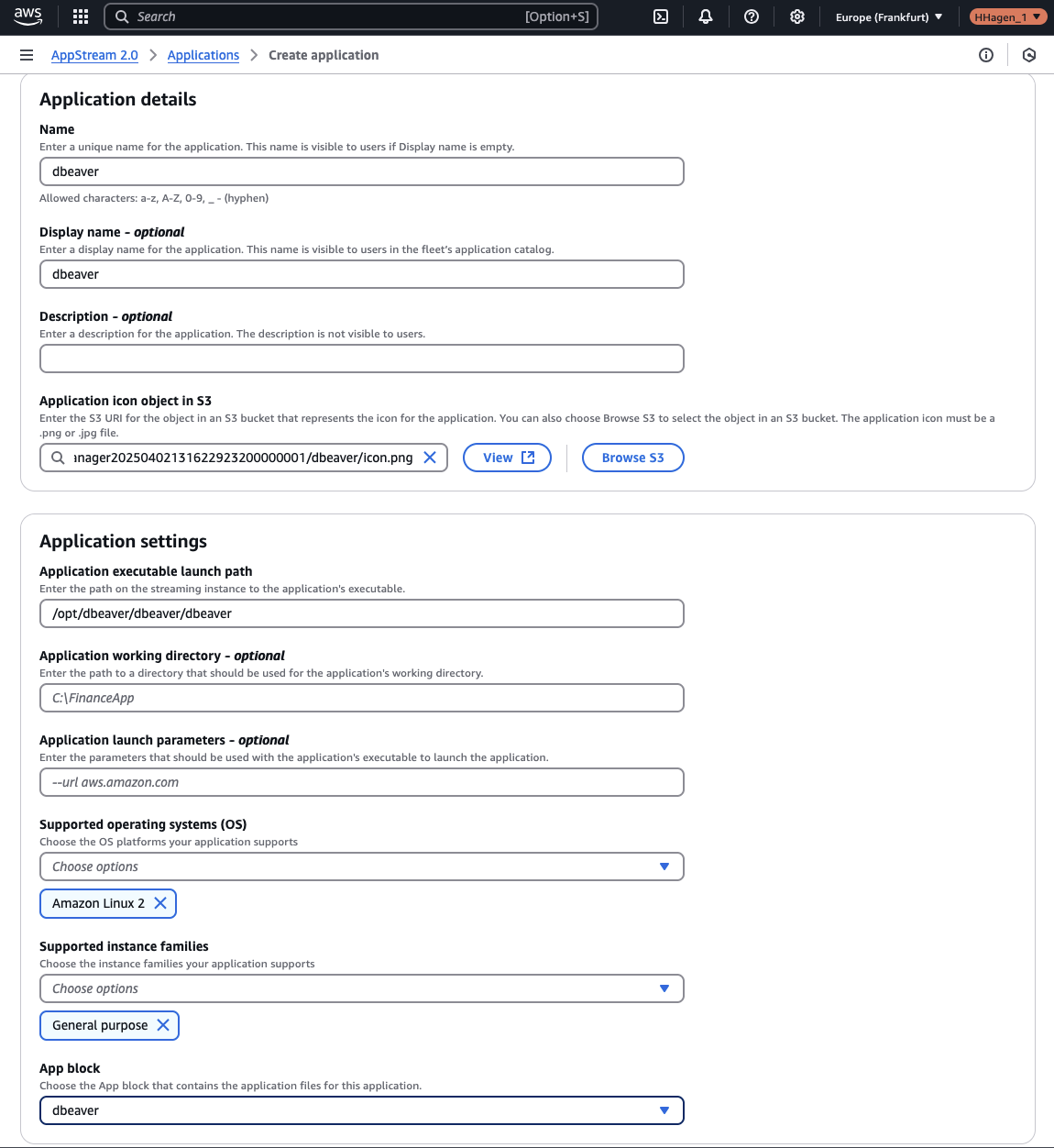 AppStream Application Settings