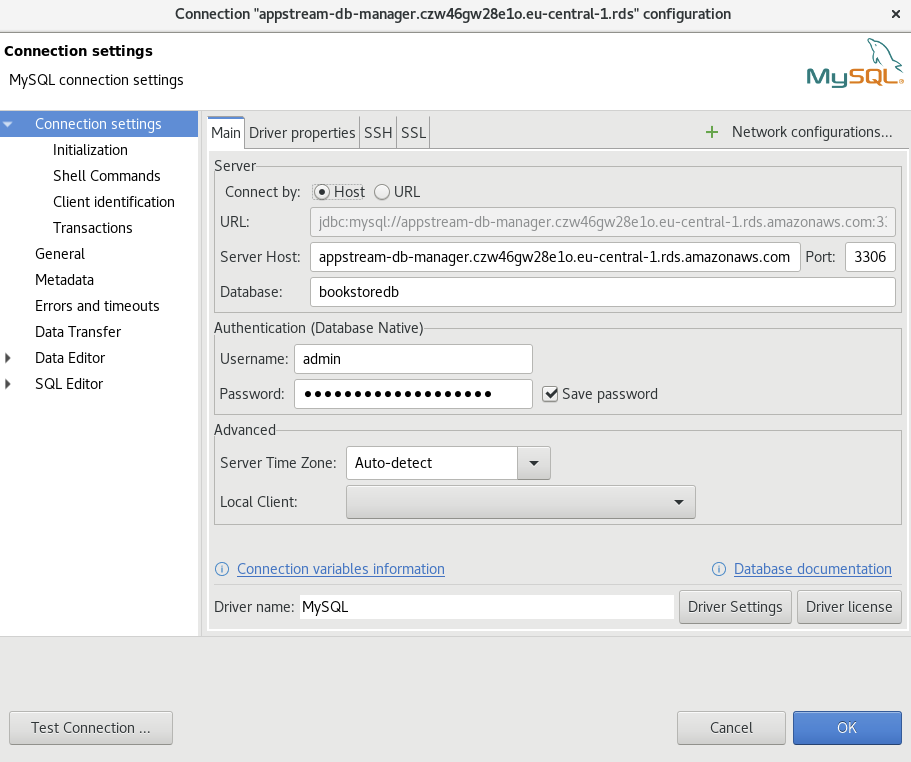AppStream DBeaver MySQL RDS Connection