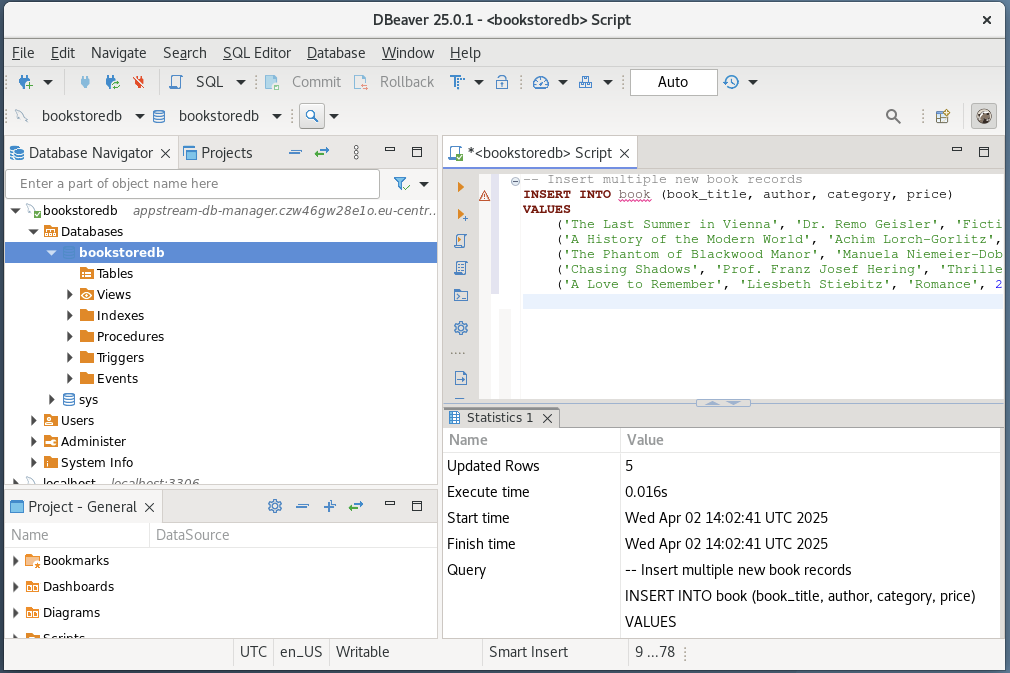 AppStream DBeaver RDS Add Records