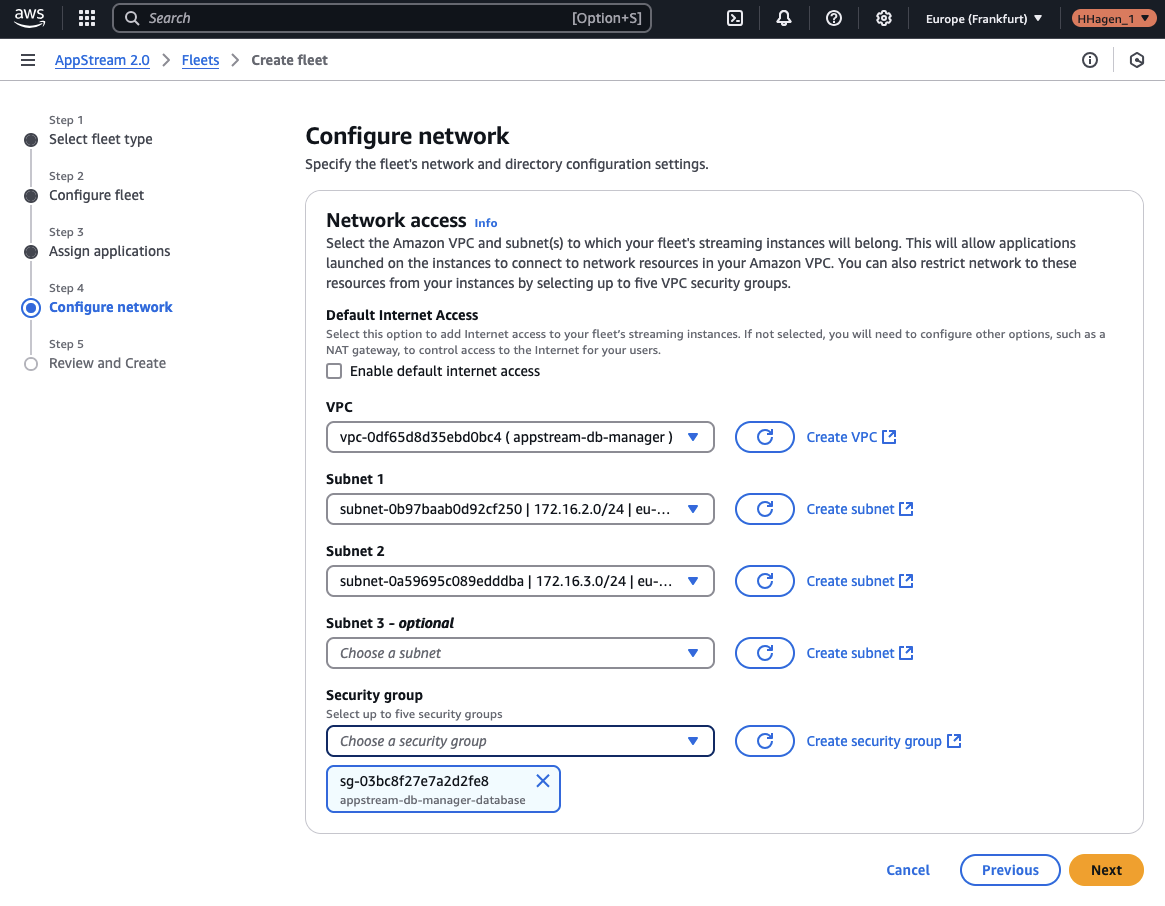 AppStream Fleet Network