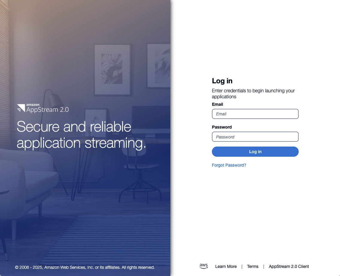 AppStream Stack Login