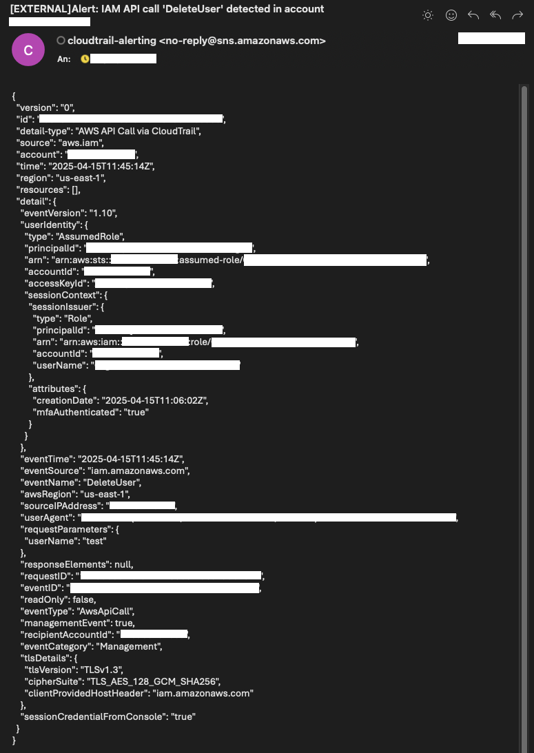 User Deletion SNS Notification