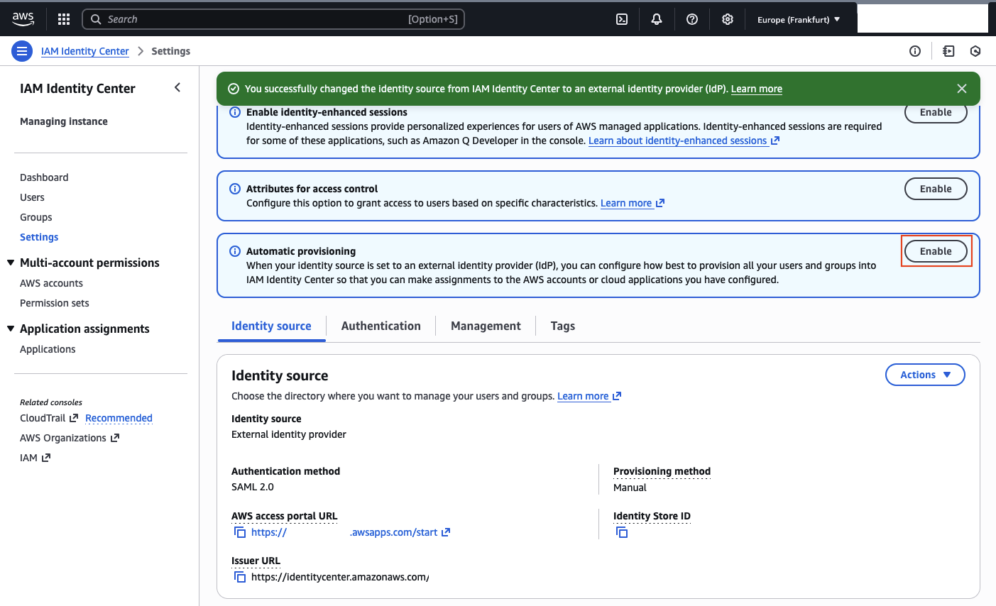 AWS Identity Center Enable SCIM
