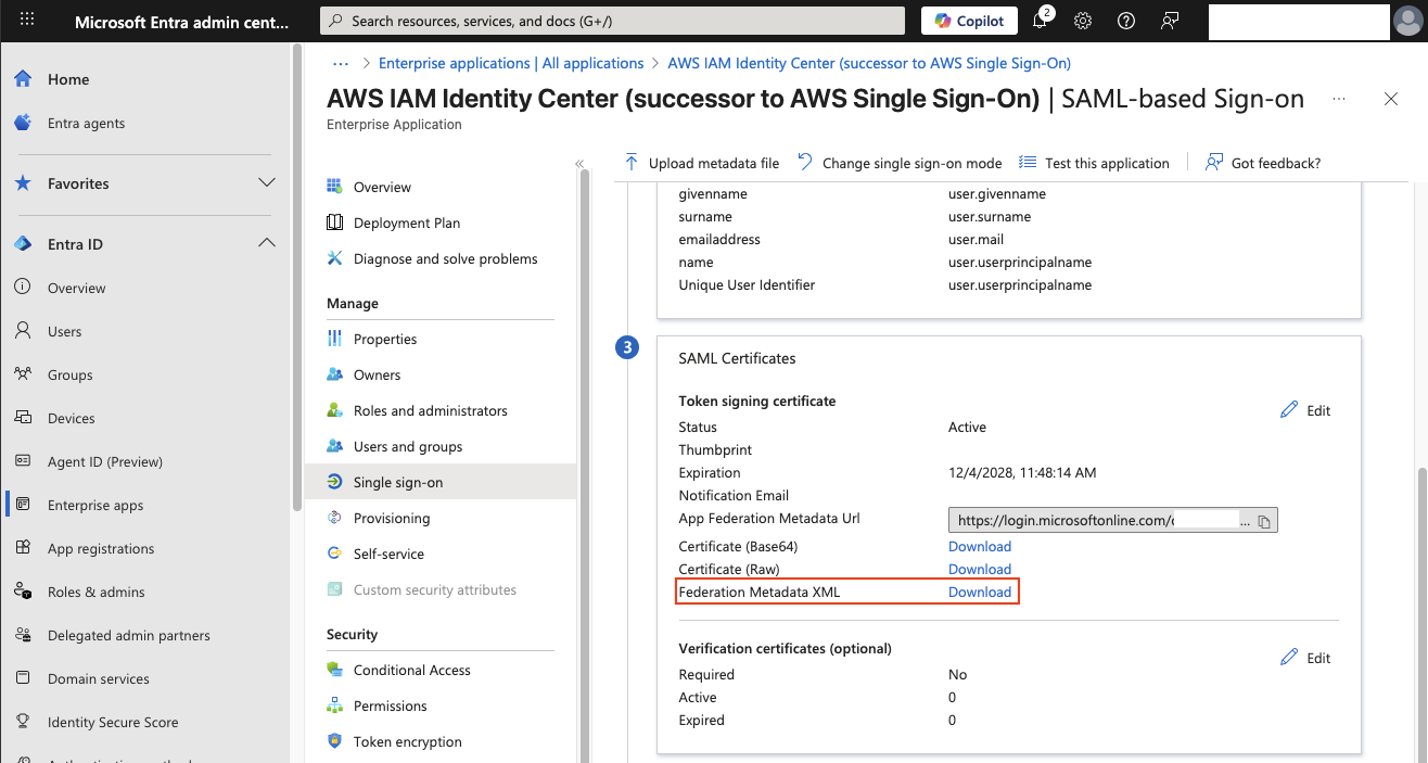 Entra ID Download Metadata XML