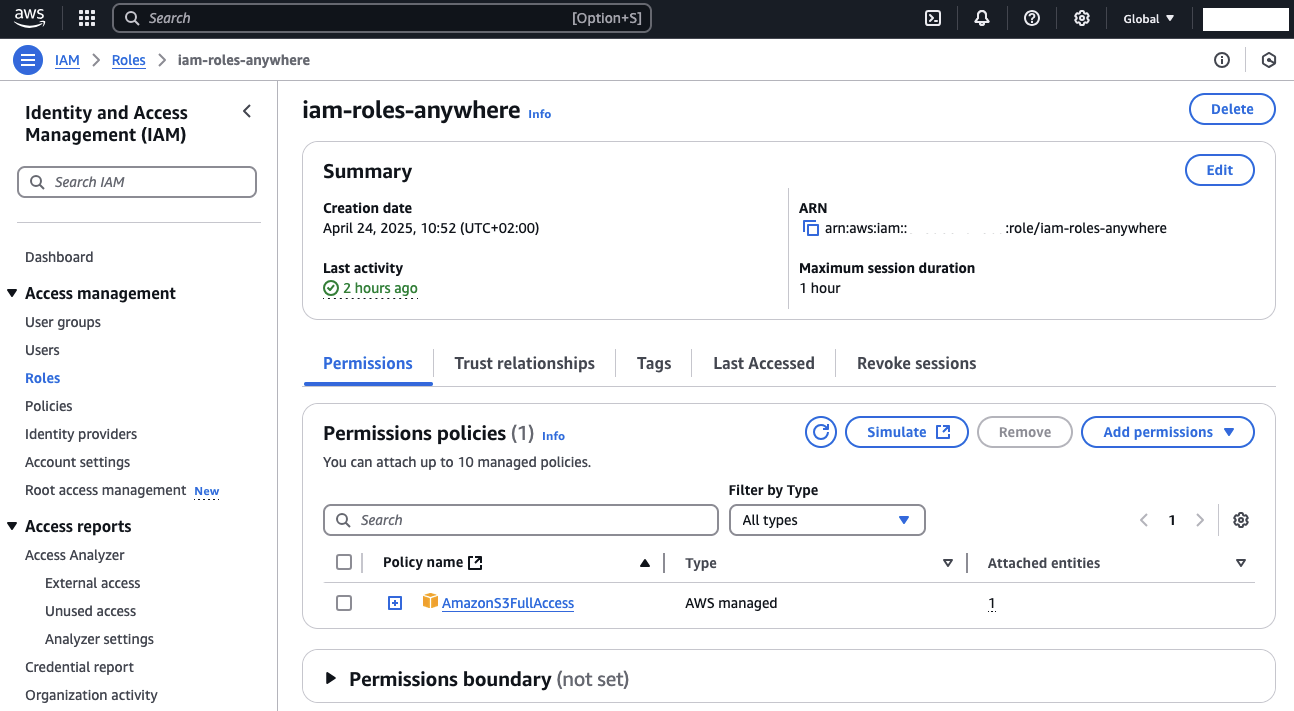 IAM Roles Anywhere IAM Role