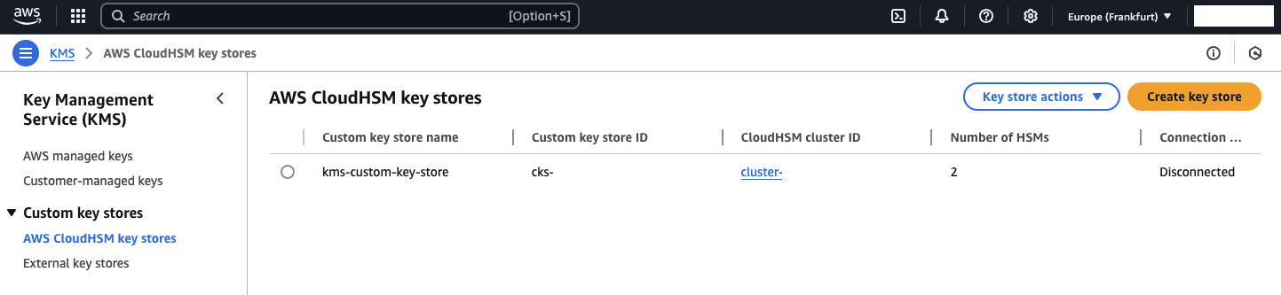 CloudHSM Disconnected