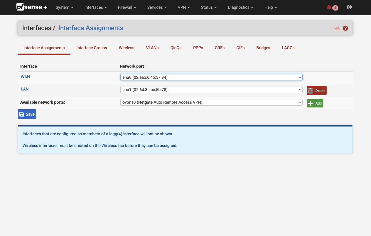 LAN Interface created