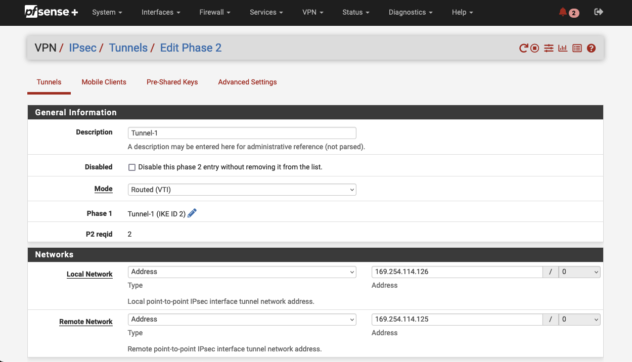 pfSense Phase 2 Config