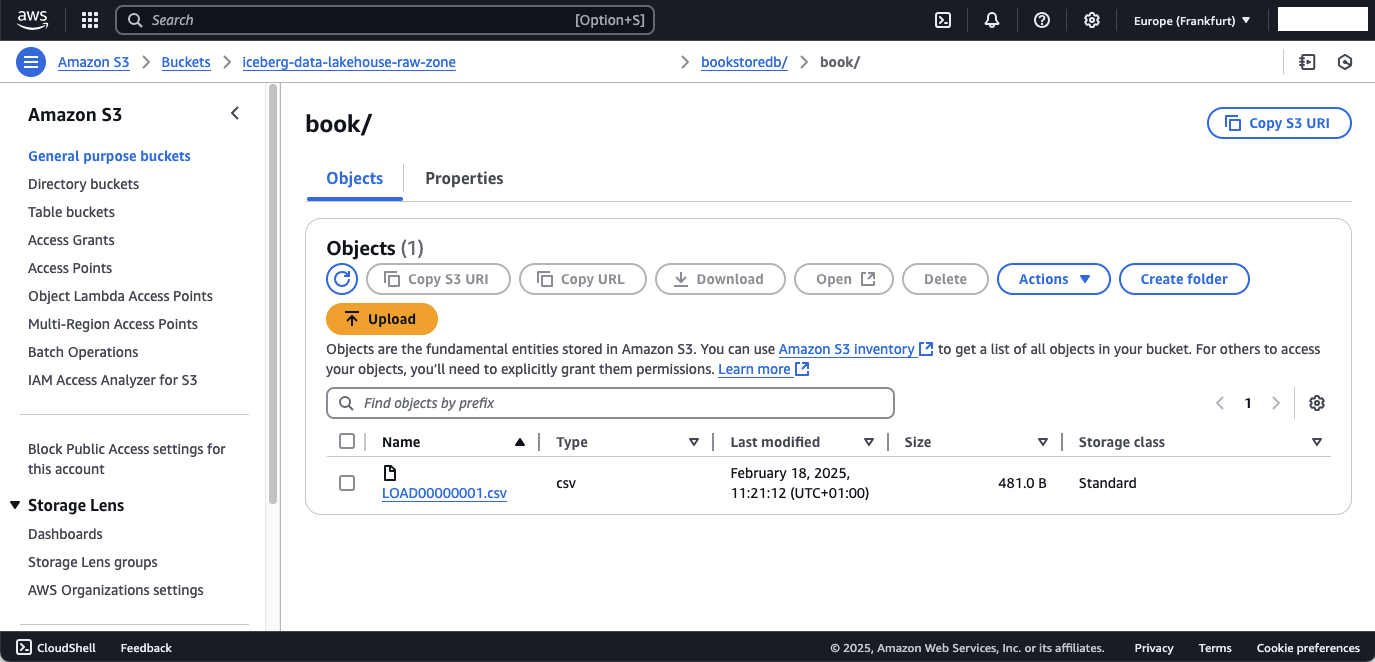 Book Table Full Load S3 File