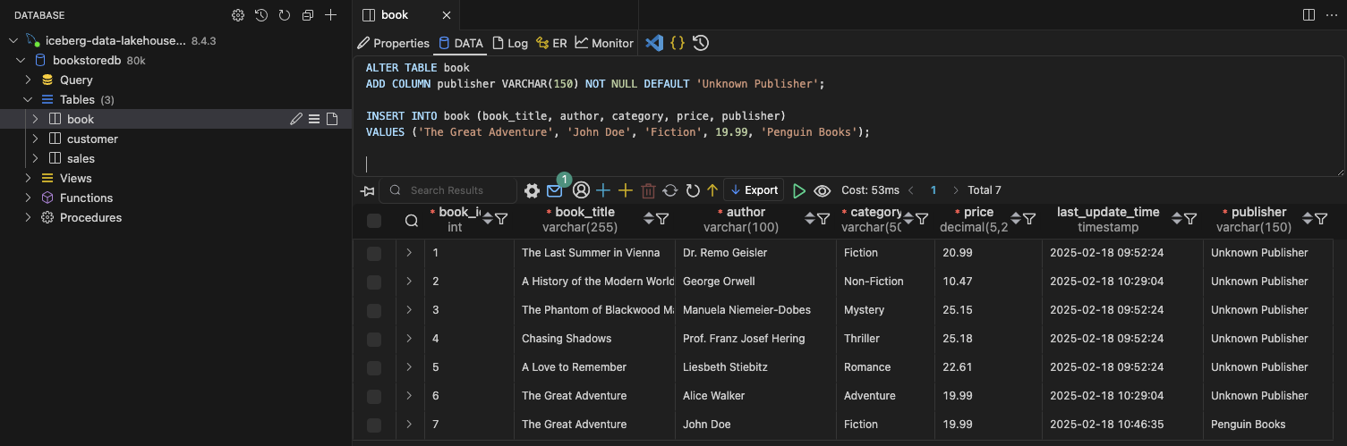 Book Table New Column