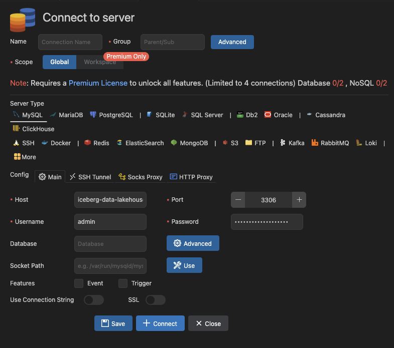 MySQL Connection Mask