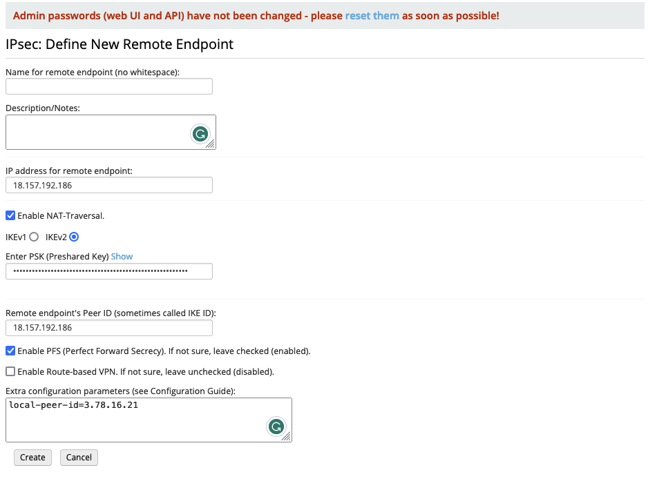 VNS3 Endpoint Config